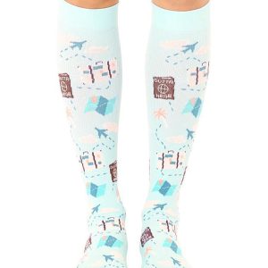 Compression Socks - World Traveler- Light Blue