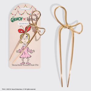 The Grinch x Kit-sch Gold Bow French Hair Pin